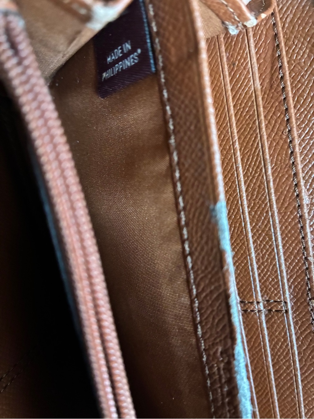 Coach Two-Tone Signature Zip Wallet in Tan and Brown - Picture 8 of 10
